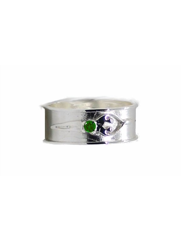 925 Sterling Silver Unisex Soulmate Ring, Gift for Him, Emerald Cubic Zirconia Stone, Size 11