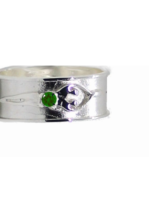 925 Sterling Silver Unisex Soulmate Ring, Gift for Him, Emerald Cubic Zirconia Stone, Size 12