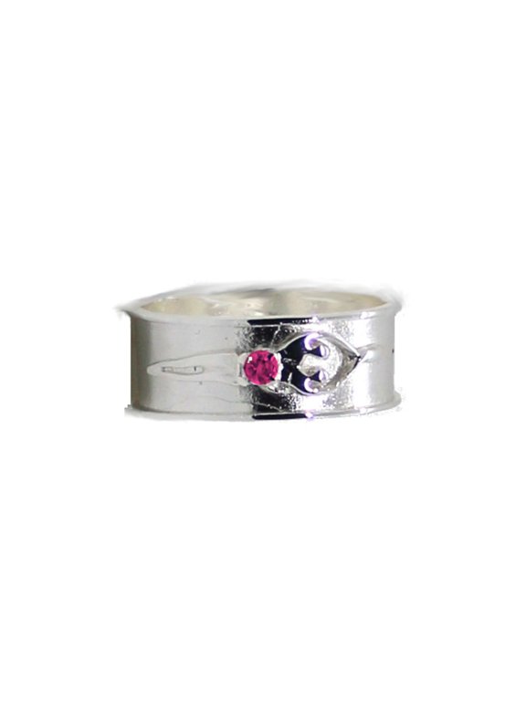 925 Sterling Silver Unisex Soulmate Ring, Gift for Him, Ruby Cubic Zirconia Stone, Size 11