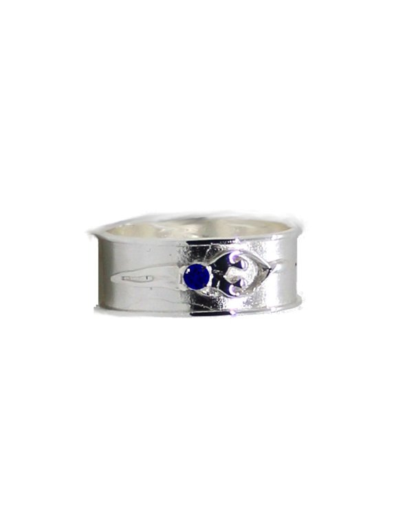 925 Sterling Silver Unisex Soulmate Ring, Gift for Him, Sapphire Cubic Zirconia Stone, Size 11
