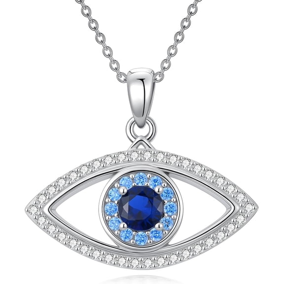 Soulmeet 925 Sterling Silver Evil Eye Protection Necklace Jewelry for Women, Ojo Turco Pendant Luck Amulet, Birthday Gift for Women Her, with 18+2inch Chain