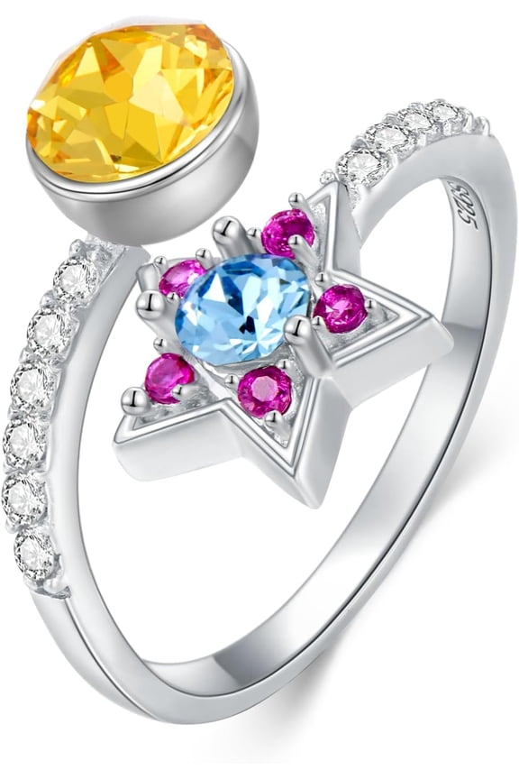 Evil Eye/Moon/Butterfly/Crown Rings 925 Sterling Silver with Colored Gemstone Jewelry Gifts for Women Her