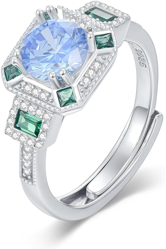 MultiColor Gemstone Rings for Women 925 Sterling Silver Colored CZ Statement Rings for Ladies
