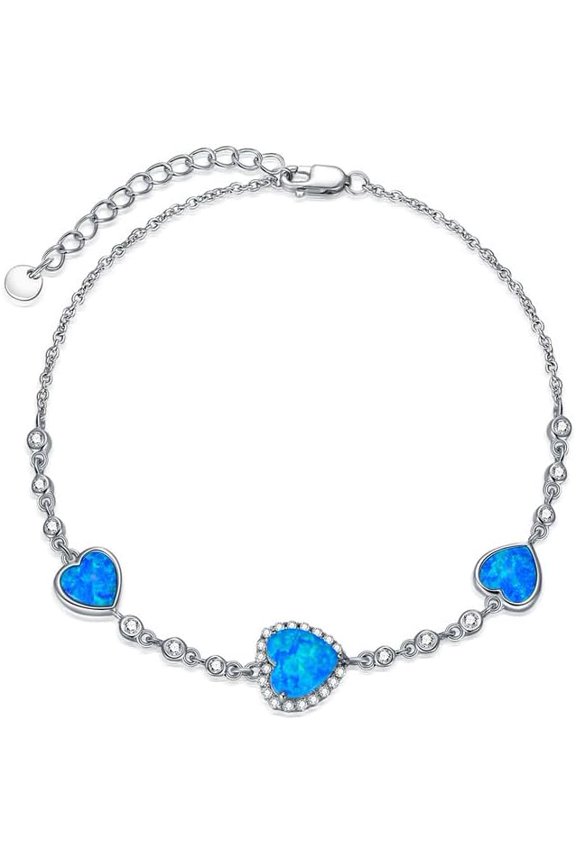 Plated 14K Opal Anklet/Bracelets for Women, S925 Sterling Silver Adjustable Foot Beaded Round Charm Ankle Bracelet Anklets Jewelry Anniversary Birthday Gifts for Women-1