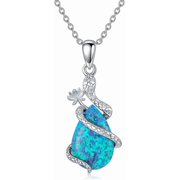 Soulmeet Snake Opal Necklace,925 Sterling Silver Hypoallergenic Necklace for Women,Gemstone Jewelry Gifts for Women Her