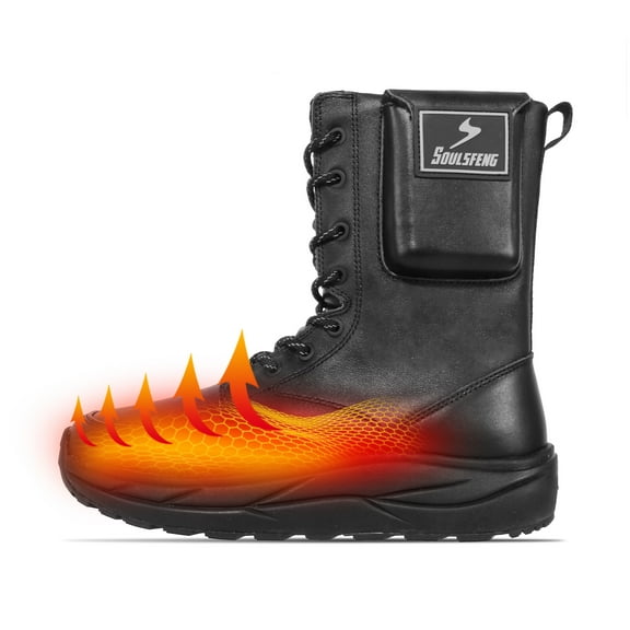 Soulsfeng Heated Boots for Men Women Futuraheat-X Winter Waterproof Warm Snow Boots Rechargeable APP Control Electric Heating Shoes Foot Warmers Black Size 45
