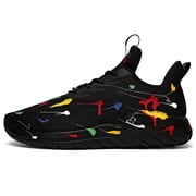 Soulsfeng Mens Anti-Slip Running Shoes Mesh Lightweight Breathable Training Black Sneakers Size 9.5