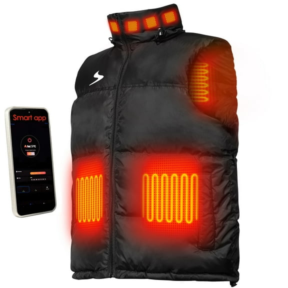 Soulsfeng Men's Heated Down Vest Lightweight Warm with Rechargeable Battery Women's Heated Vest with APP Control Size 2XL