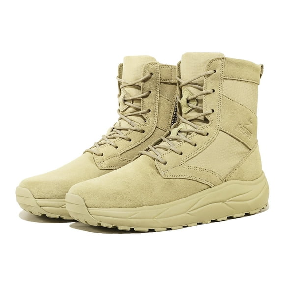 Soulsfeng Men's Women's Tactical Boots Lightweight Side Zipper Outdoors Combat Hiking Desert Military Boots Sand Khaki Size 40