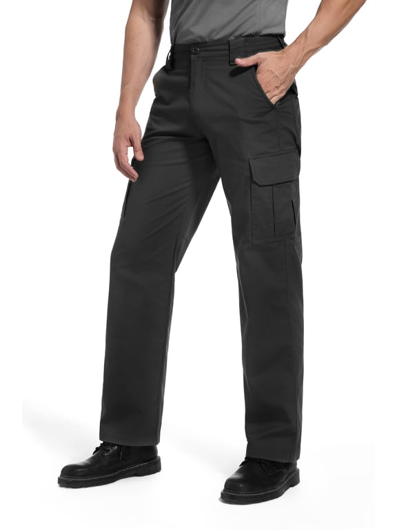 Men's Tactical Work Pants with Water Resistant Fabric Multi-Pocket Cargo Hiking Pants for Outdoor Activities Black Size 36