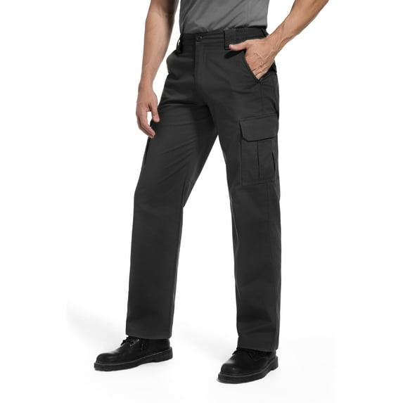 Soulsfeng Men's Tactical Work Pants with Water Resistant Fabric Multi-Pocket Cargo Hiking Pants for Outdoor Activities Black Size 40