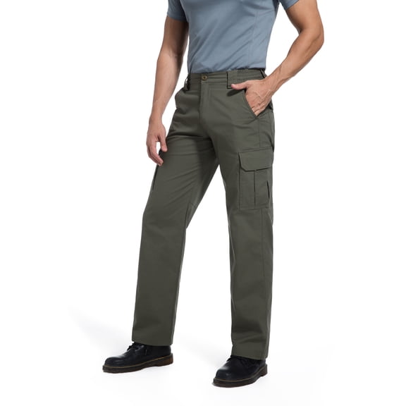 Soulsfeng Men's Tactical Work Pants with Water Resistant Fabric Multi-Pocket Cargo Hiking Pants for Outdoor Activities Green Size 40