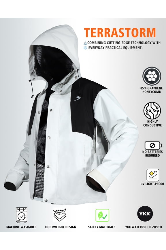 Terra Storm Jacket for Men & Women, Waterproof Windproof Winter Coat with Far Infrared Thermal Tech, Lightweight Warm Jacket for Cold Weather Size XL