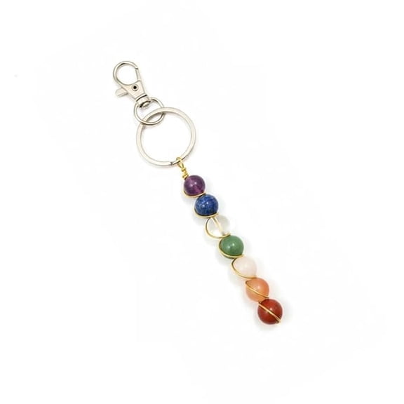 Soulwise Seven Chakra Bead Keychain - Handmade Crystal Keychain with Natural Gemstones for Positive Energy & Balance