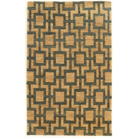 Soumak Jute Area Rug Beige Slate 8x11 Hand Knotted Geometric Design Natural