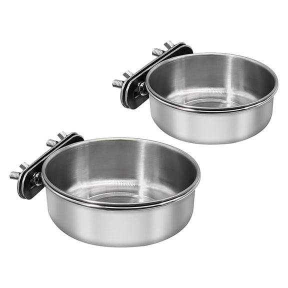 Soumake 1/2Pcs Small Bird Cage Feeding Bowl with Clamp Stainless Steel Water Food Dish Pet Feeder Coop Accessories for Parrot Cockatiel Macaw Lovebirds