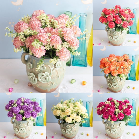 Soumake 1 Bouquet Fake Flowers Charming Long-Lasting 5 Heads Realistic Artificial Hydrangea Bouquet Garden Supplies Household