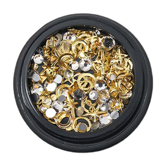 Soumake 1 Box DIY Nail Art Decoration Hollow-out Alloy Star Moon Triangle Flake 3D Glitter Rhinestone Charms Nail Art Jewelry Mixed Accessories