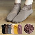 thumbnail image 1 of Soumake 1 Pair Ankle Socks Super Soft Lace Trim Non-Slip Highly Elastic Friendly To Skin Keep Warm Solid Color Stretchy Thicken Thermal Women Floor Socks Home Supplies Fashion, 1 of 8
