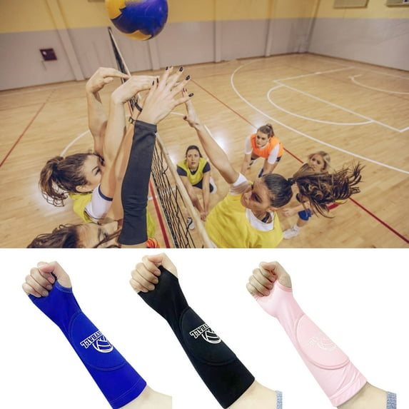 Soumake 1 Pair Arm Sleeves Wear-resistant Breathable Perfect Fitting Skin-touch Segmentation Pressure Anti-slip Sponge Volleyball Sports Arm Guards Basketball Accessories