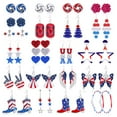 thumbnail image 1 of Soumake 1 Pair Dangle Earrings Multi-styles Geometric Pattern Vintage Non-allergenic Painless Wearing Decorate Hypoallergenic Red White Blue Patriotic Dangle Earrings Women Jewelries, 1 of 8