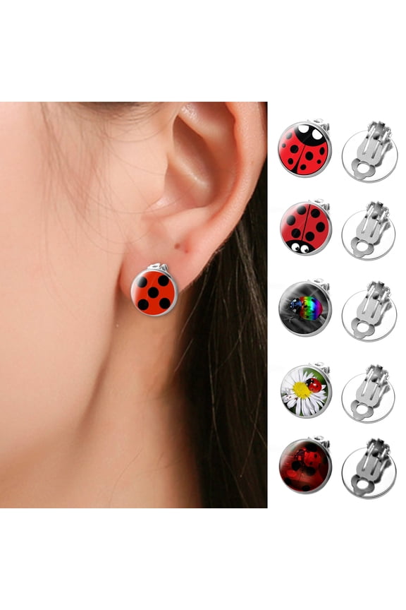 1 Pair Ear Clips Cute Cartoon Decorative Electroplating All Match Anime Jewelry Gift Women Cosplay Animal Circle Dot Party Earrings For Daily Wear Fashion