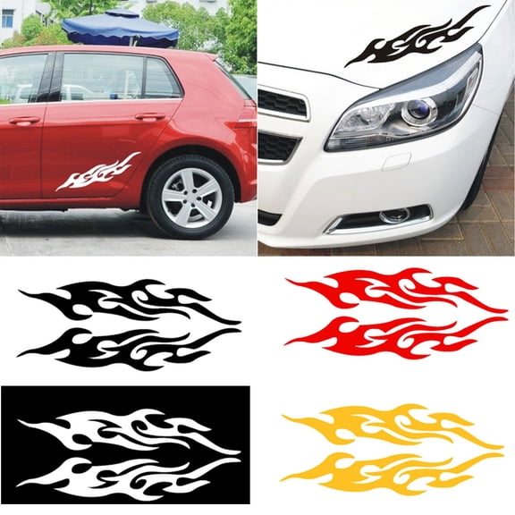 Soumake 1 Pair Fire Flame Car Window Body Bumper Motorcycle Laptop Decal Sticker Decor