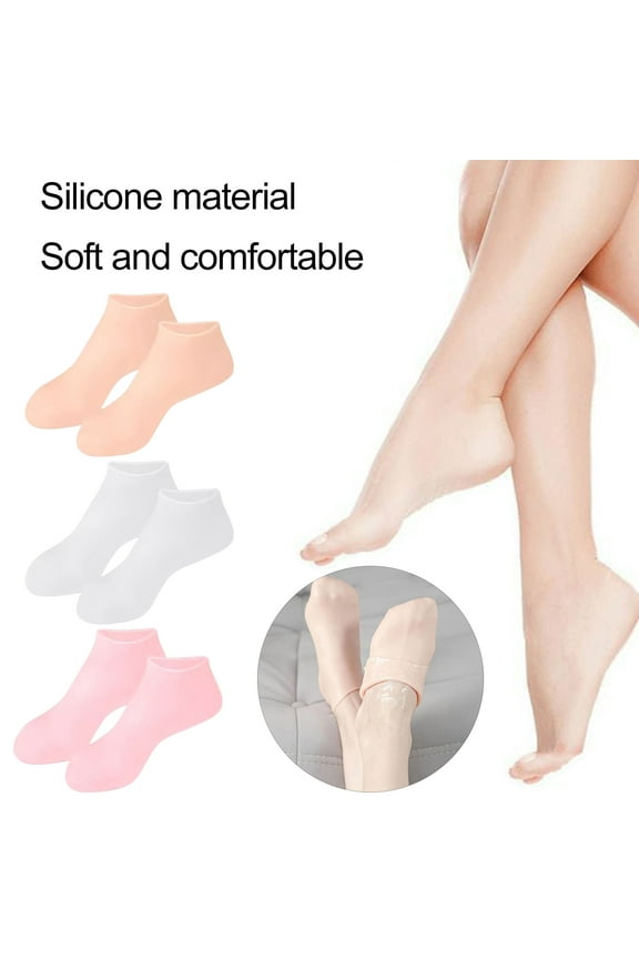 1 Pair Silicone Moisturizing Socks Reusable Soft Smooth Skin Foot Spa Pedicure Socks For Dry Cracked Feet Practical