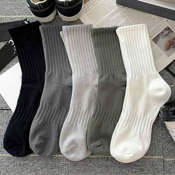 Soumake 1 Pair Unisex Socks Pure Color Knitted Mid Tube Ankle Soft High Elasticity Anti Slip Warm No Odor Sweat Absorption Adult Four Seasons Sports Socks Fashion