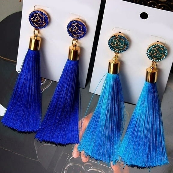 Soumake 1 Pair Women Earrings Anti-Rust Eye-Catching Durable Bohemia Tassels Earrings For Prom Fashion