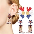 thumbnail image 1 of Soumake 1 Pair Women Hanging Earrings Independence Day Celebration Dangle Earrings Rhinestone Decor Boots Snowflake Floral Shape Lady Pride Day Ear Studs For Holiday Celebrations, 1 of 8
