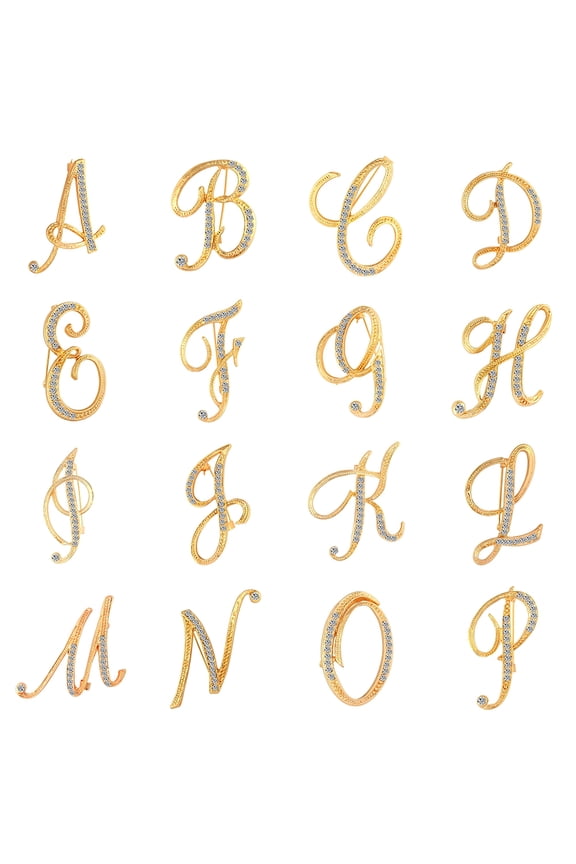 1 Pc Fashion Unisex Rhinestone English Letters Alphabet A-Z Brooch Pin Ornament