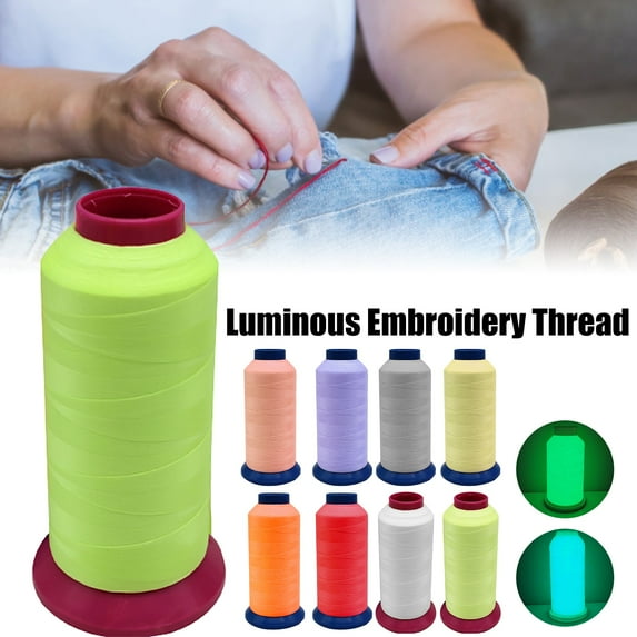 Soumake 1 Roll 1000 Yard Luminous Sewing Line Reusable Flexible Needlework Glow in The Dark Cross Stitch Embroidery Thread for Clothes
