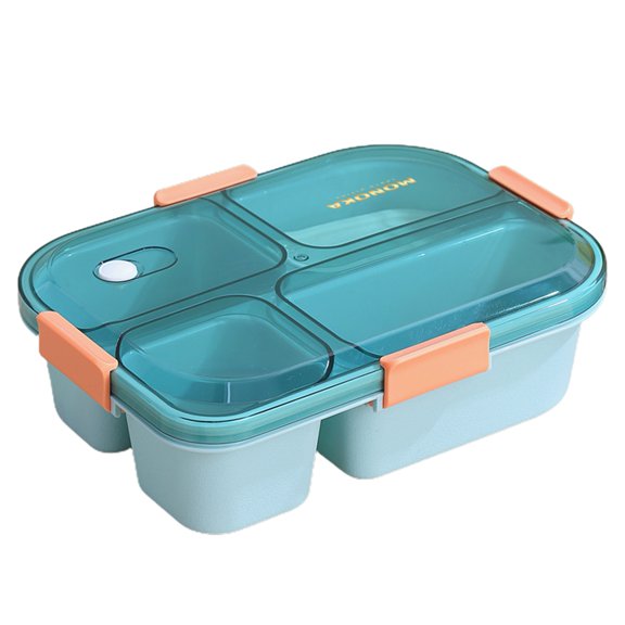 Soumake 1 Set 1100/1550ML Bento Box 3/4 Grids Good Sealing Buckle Closure Heat Resistance Fresh-Keeping Microwavable Lunch Container Office Supply
