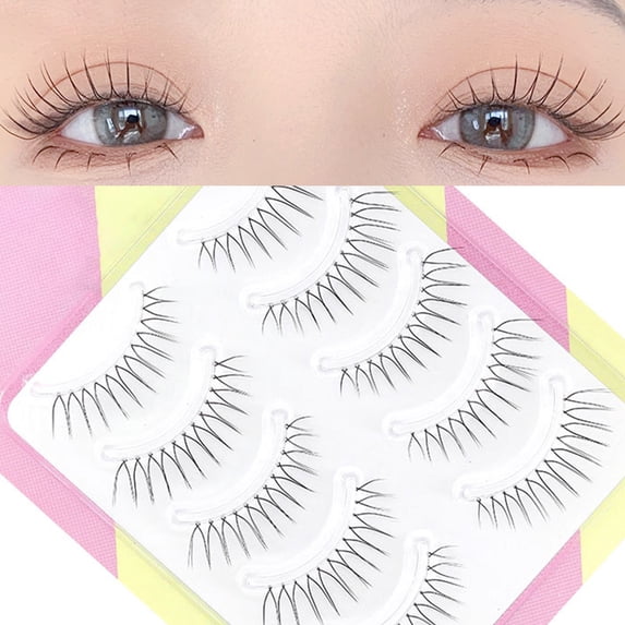 Soumake 1 Set Artificial Eyelashes 3D Effect Magnify Eyes Transparent Stem Soft Handmade V Shaped Extension Eyelashes For Practical