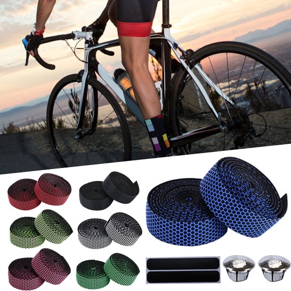 Soumake 1 Set Bicycle Handlebar Tape Honeycomb Anti-Slip Breathable Lightweight Eva Foam Shock Absorption Mountain Bike Handle Wrap Bicycle Accessories
