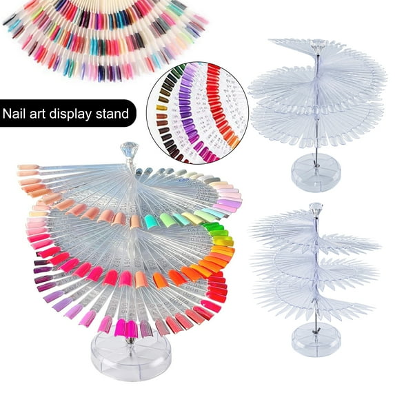 Soumake 1 Set Clear Nail Color Swatch Sticks Gel Polish Display Spiral Nail Sample Practice Sticks Transparent Acrylic False Nail Tips Nail Art Accessories Manicure Supplies