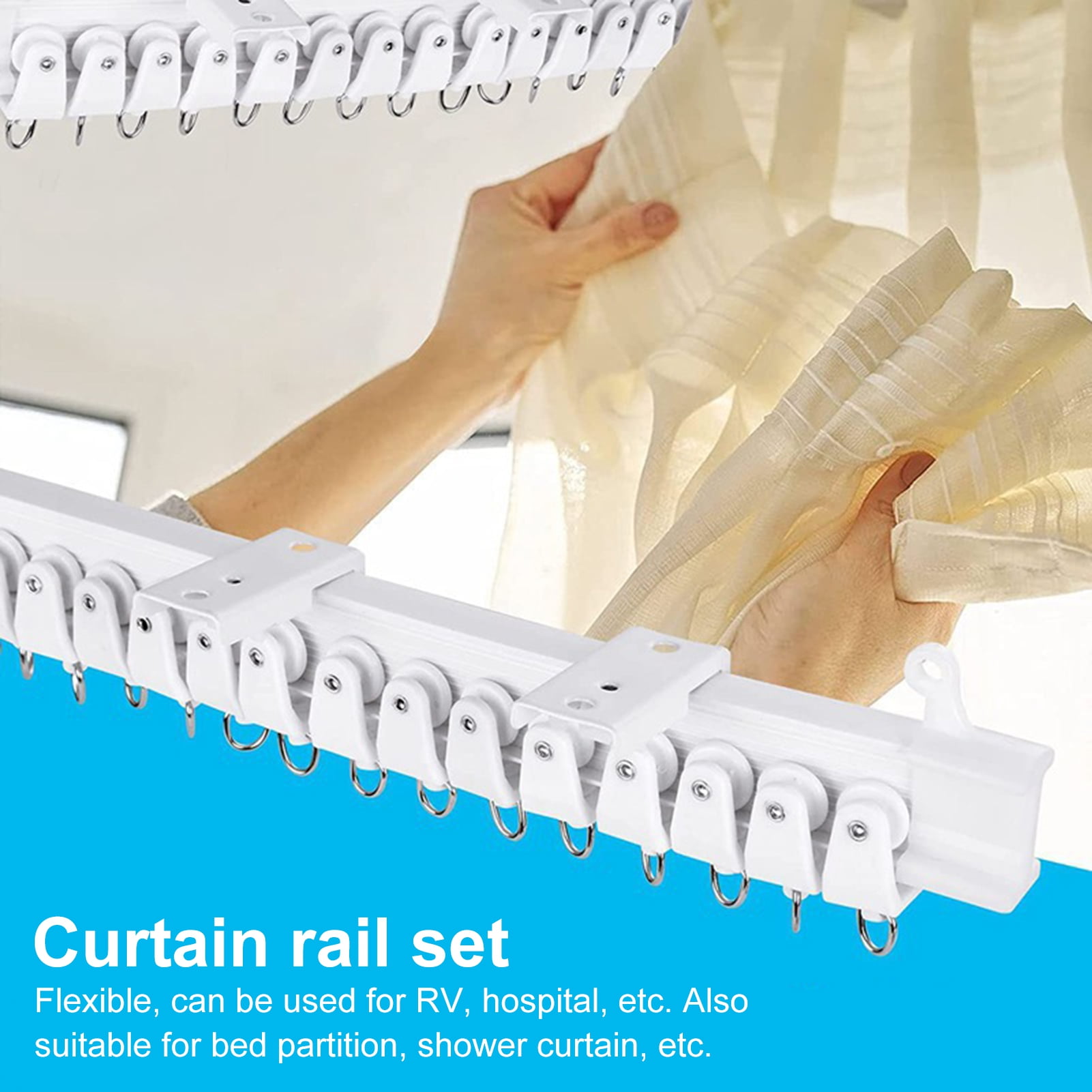 Soumake 1 Set Curtain Track Accessories 1/3/5m Ceiling Curtain Track
