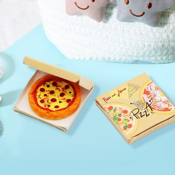 Soumake 1 Set Dollhouse Pizza High Restoration Three-Dimensional Realistic Decoration Micro Landscape Miniature Pizza Model Set Doll House Supply