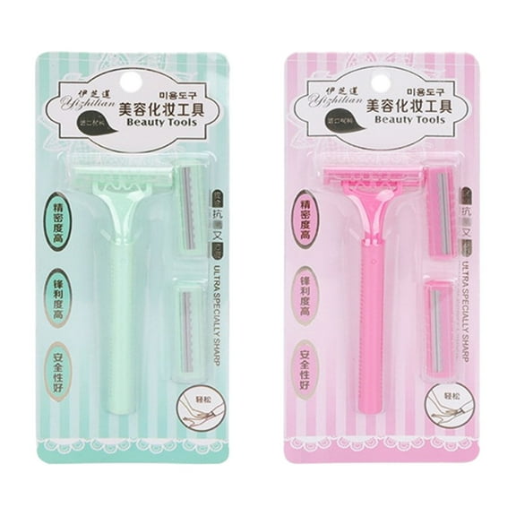 Soumake 1 Set Painless Armpit Hair Razor Shaver Ergonomic Handle Comfortable Grip with 2 Blades Shaving Razor Beauty Tools