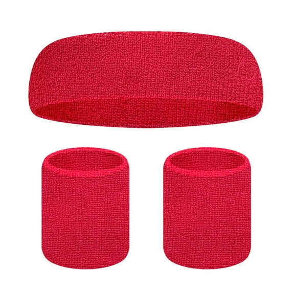 Soumake 1 Set Sports Sweat Bands Three piece Set for Women Men Sweat absorbing Breathable Head & Wrist Soft Elastic