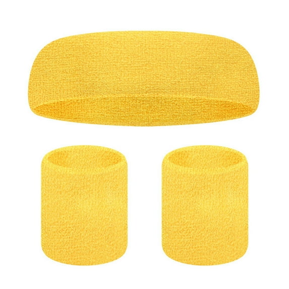 Soumake 1 Set Sports Sweat Bands Three piece Set for Women Men Sweat absorbing Breathable Head & Wrist Soft Elastic