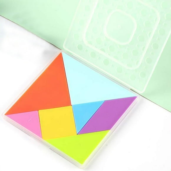 Soumake 1 Set Tangram Puzzle Hands-on Ability Bright Colors Lightweight Parent-children Interactive Jigsaw Tangram Toy for Kindergarten