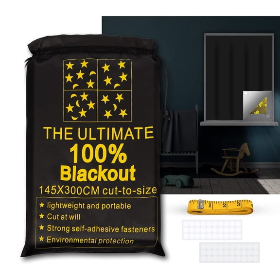 Soumake 1 Set Window Curtain Blackout Wrinkle-resistant UV-resistant Shading Polyester Baby Nursery No-Punch Curtain Household Supplies