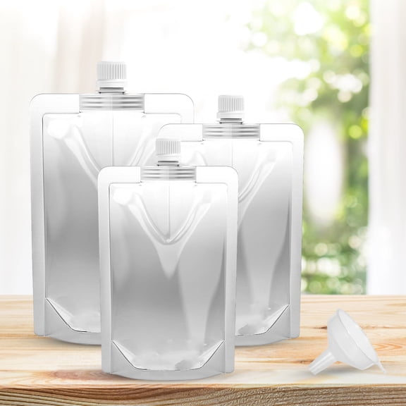 Soumake 10 Pcs Liquid Pouch Food Grade Leak Proof With Screw Cap Spout Concealable Fluid Bags With Funnel For Outdoors Household