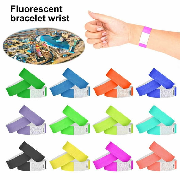 Soumake 100 Pcs Paper Bracelets Waterproof Tear Resistant Identification Wrist Bands Easy-To-Operate Disposable Event Wristbands For Concerts Festivals Parties