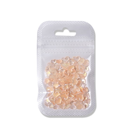 Soumake 100Pcs/Bag Nail Art Decor Flatback Three-dimensional Mix Size Fine Flash DIY Mini Heart Shape Faux Diamond Nail Charm Nail Salon Supply