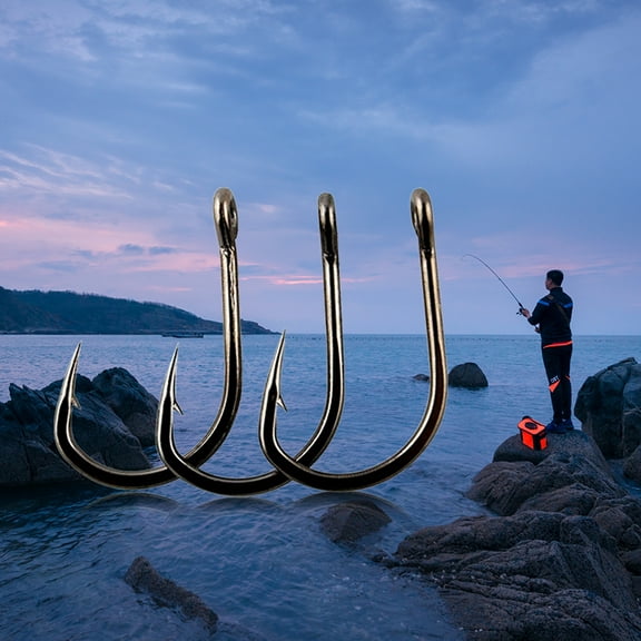 Soumake 100Pcs Circle Fishing Catfish Hooks Thick Sharp Portable Strong Carbon Steel Sharp Fish Tools for Sea