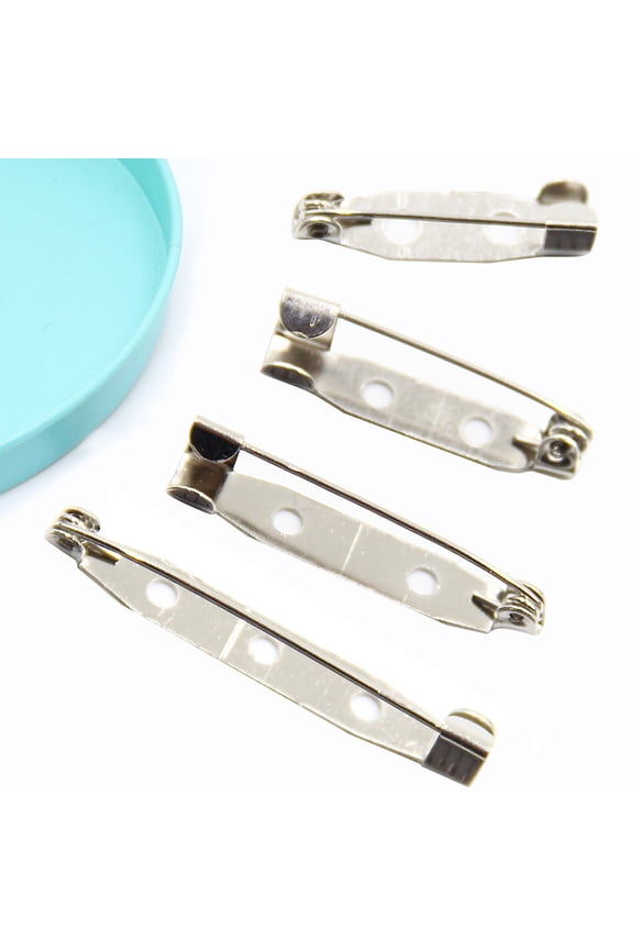 100Pcs Practical Alloy Brooch Bar Backs Safety Pins with Holes for Jewellery Findings