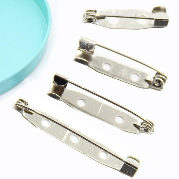 Soumake 100Pcs Practical Alloy Brooch Bar Backs Safety Pins with Holes for Jewellery Findings